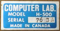 DEC H-500 label