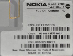 Nokia 2280 label