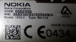 Nokia 1202 label