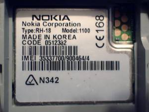 Nokia 1100 label
